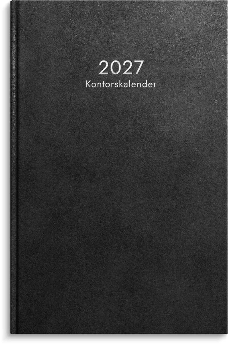 Kontorskalender 2027 svart konstläder