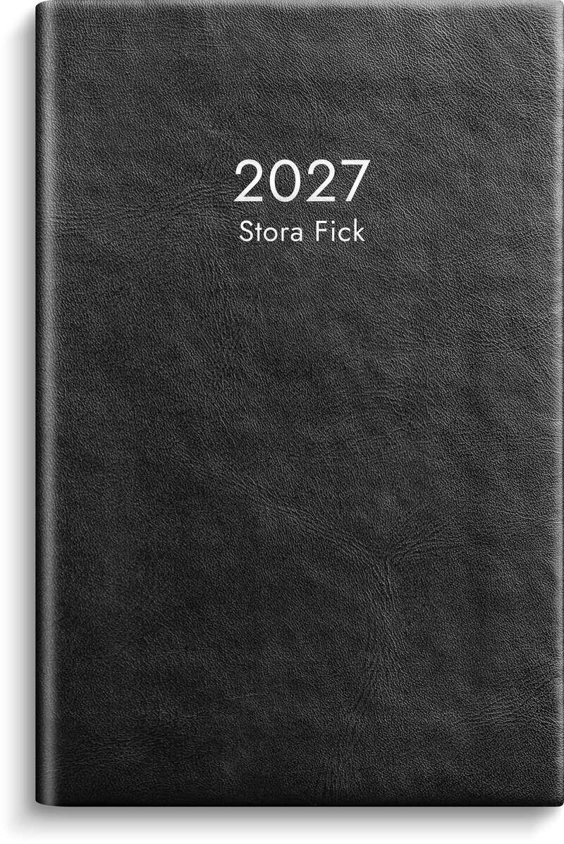 Kalender Stora Fick 2027 svart konstläder