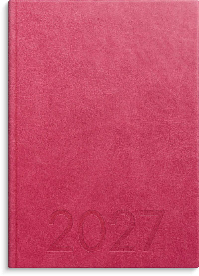 Kalender 2027 Weekly A5 rosa konstläder