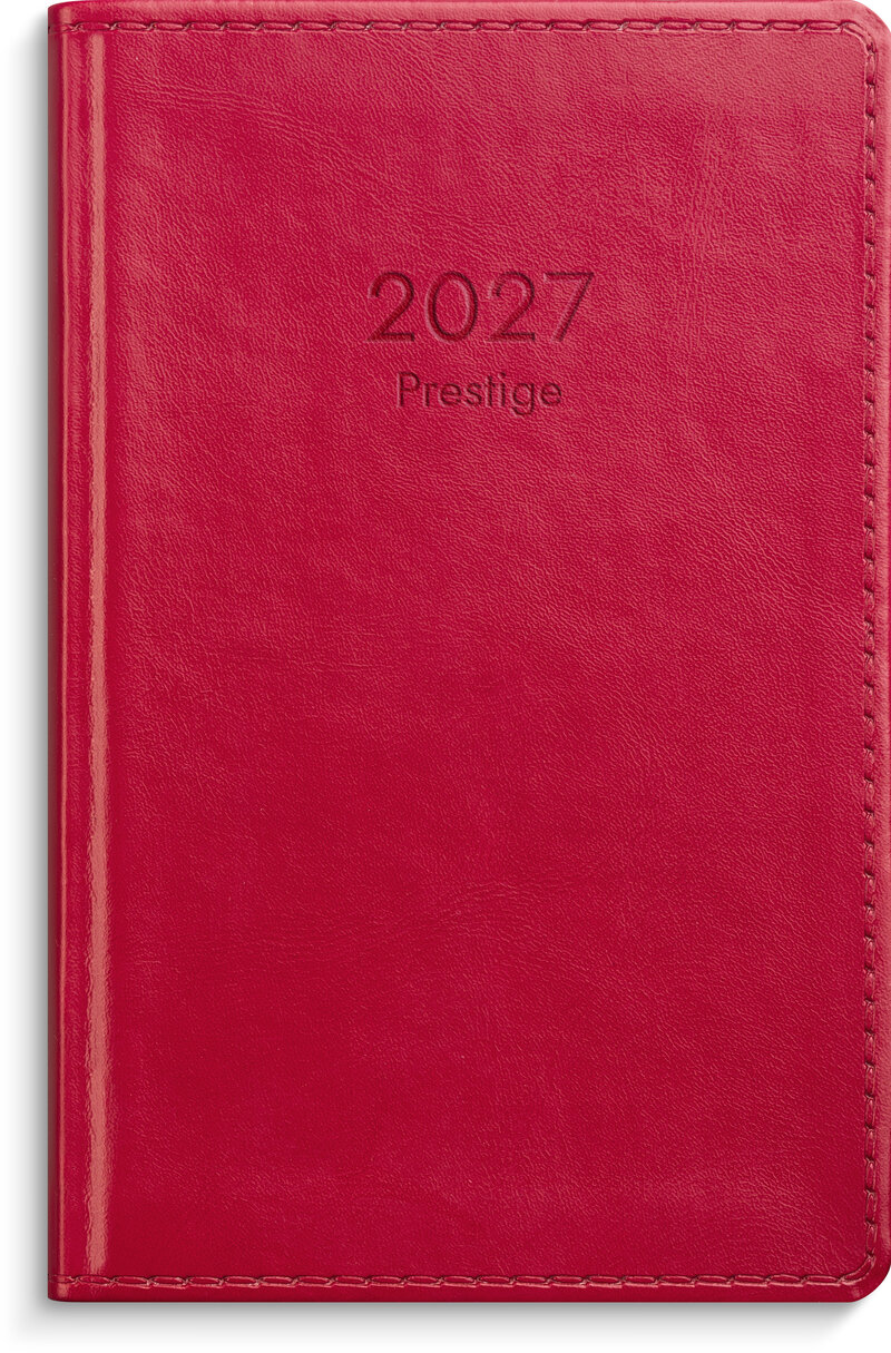 Kalender 2027 Prestige rött konstläder