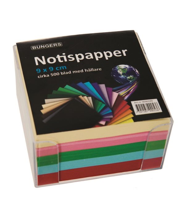 Notisbox 90x90mm, 500ark sorterade färger