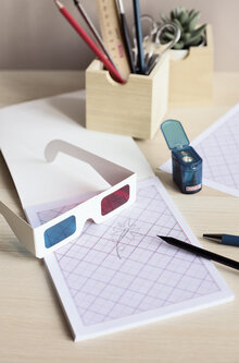 3D-ritningsset med 3D-glasögon