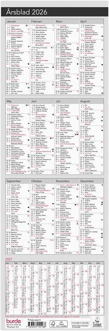 Kalender 2026 Årsblad
