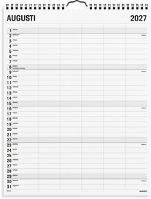 Familjekalender 2027 Black and white 5 kolumner