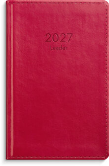 Kalender 2027 Leader rött konstläder